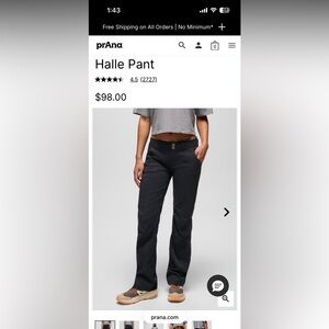 Prana Halle Pant Women’s 16 Black EUC
